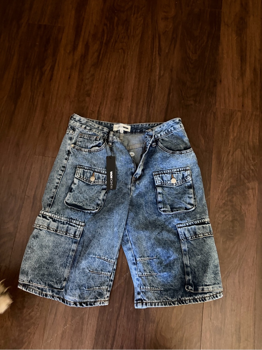 Fashion Nova Distressed Light Blue Denim Shorts